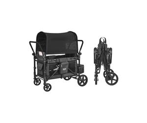 VEVOR Passeggino a Quattro Posti per 4 Bambini, Pieghevole con Maniglia Regolabile, Imbracatura di Sicurezza Tettuccio Rimovibile, Passeggino Comodo, Grigio Scuro e Nero, Carico 150 kg