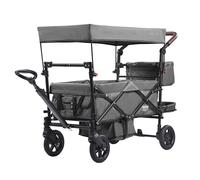 VEVOR Passeggino Wagon per 2 Bambini, Passeggino Pieghevole con Maniglia Regolabile, Tettuccio Rimovibile, Lmbracatura Circolare, 4 Ruote Freni Passeggino Portatile Multifunzione Campeggio, Grigio