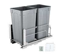 VEVOR Pattumiera Estraibile, ca. 30,6 L x 2, Contenitori per Rifiuti da Cucina Sottotop Doppi, Cestino per la Raccolta Differenziata con Kit Porta e Chiusura, per Mobili da Cucina, Lavello, Grigio