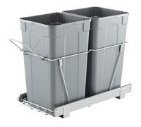 VEVOR Pattumiera Estraibile, ca. 30,6 L x 2, Doppi Contenitori per Rifiuti da Cucina Sottotop, Cestino per la Raccolta Differenziata con Sistema Scorrevole, Estensione Completa e Maniglia Grigio
