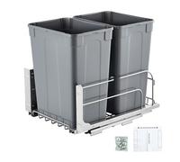 VEVOR Pattumiera Estraibile, ca. 39,8 L x 2, Doppio Contenitori per Rifiuti da Cucina Sottotop, Cestino per la Raccolta Differenziata, con Kit Porta e Chiusura per Mobili da Cucina, Grigio