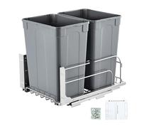 VEVOR Pattumiera Estraibile, ca. 39,8 L x 2, Doppio Contenitori per Rifiuti da Cucina Sottotop, Cestino per la Raccolta Differenziata, con Kit Porta e Chiusura per Mobili da Cucina, Grigio