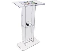 VEVOR Podio per Conferenze 68,5 x 33 x 119,8 cm Podio per Presentazioni in Acrilico Piano Inclinato con Ripiano Leggio in Piedi, Podio per Lettura Conferenza da Scuola Chiesa in Acrilico Trasparente