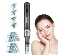 VEVOR Penna per Microneedling Facciale 20 Aghi Monouso, Penna Derma Elettrica 6 Velocità Variabile Dispositivo di Bellezza Dermapen con Lunghezza Ago Regolabile 0-2,5 mm, Display LCD