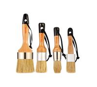 VEVOR Pennelli per cera a gesso, 4 pennelli per cera, pennelli per macchie, mobili, pittura acrilica, pittura a latte, decorazione per la casa, setole naturali, pennelli rotondi ovali per tutti i tipi