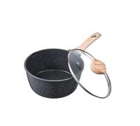 VEVOR Pentola Antiaderente, Grande Capacità 2,37 L con Coperchio in Vetro Temperato, Pentola per Zuppa e Verdure con Manico Rimovibile, per Latte e Verdure in Lega di Alluminio, Nera