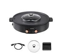 VEVOR Apparecchio per fonduta cinese con griglia 2 in 1, pentola calda elettrica 1800 W, fonduta elettrica con doppio controllo della temperatura separato, padella antiaderente, per barbecue coreano