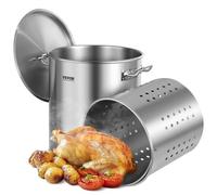 VEVOR Casseruola di Minestre Catering Forno Olandese da 39,7 L con Coperchio Manico Filtro Diametro 35 cm Altezza 41 cm, Pentola Grande in Acciaio Inossidabile per Ristoranti Eventi Cucina Commerciale