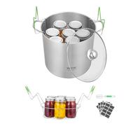 VEVOR Pentola per Conserve con Griglia, 19,86 L Pentola in Acciaio Inox a Bagnomaria con Doppio Manico e Coperchio in Vetro, Compatibile con Tutti i Piani Cottura Induzione, Gas, Elettrico