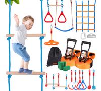 VEVOR Percorso Ostacoli da Arrampicata per Bambini Slackline 2x18,3m 14 Ostacoli