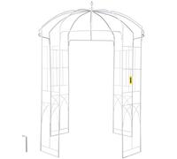 VEVOR Pergolato da Giardino a Forma di Gabbia per Uccelli, 9'' x 6,6'', Pergolato in Ferro Battuto Resistente, Arco Nuziale Traliccio per Rampicanti in Giardino Esterno, Prato, Cortile, Patio, Bianco