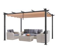 VEVOR Pergolato Retrattile per Esterni 2,96 x 3,95 x 2,3 m con Tettoia, Pergolato in Alluminio con Tettoia Retrattile, Pergolato Moderno Tettoia Parasole per Patii, Giardini, Ponti, Cortili (Beige)