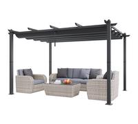 VEVOR Pergolato Retrattile per Esterni 2,96 x 3,95 x 2,3 m con Tettoia, Pergolato in Alluminio con Tettoia Retrattile, Pergolato Moderno Tettoia Parasole per Patii, Giardini, Ponti, Cortili (Grigio)