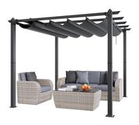 VEVOR Pergolato Retrattile Esterno 2,97 x 2,97 m Tenda Parasole Alluminio Grigio