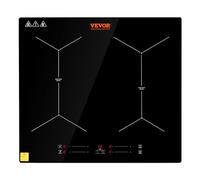 VEVOR Piano Cottura a Induzione 4 Fuochi 6800W Fornello a Induzione da Incasso Piano Cottura Elettrico in Vetroceramica da 61 cm con Timer Controllo Touch Anti-Traboccamento 9 Livelli di Regolazione