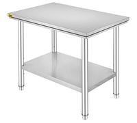 VEVOR Piano di Lavoro per Cucina Professionale 90 x 60 cm, Tavolo da Lavoro da Cucina in Acciaio Inox, Tavolo da Lavoro per Cucina Professionale con Baclsplash