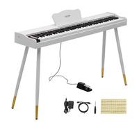 VEVOR Pianoforte Digitale 88 Tasti Semipesati 600 Suoni 600 Ritmi Bianco per Principianti, Pedale Sustain, Altoparlante, Supporto, USB/MIDI, Display LED, Tasti Standard 22 mm, in MDF, Plastica HIPS