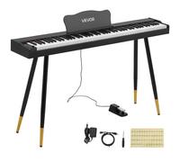 VEVOR Pianoforte Digitale 88 Tasti Semipesati 600 Suoni Ritmi USB/MIDI Nero, Principianti, Pedale Sustain, Altoparlante, Supporto, Funzione Registrazione, Tasti Standard 22 mm, in MDF, Plastica HIPS