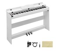 VEVOR Pianoforte Digitale 88 Tasti Semipesati con Supporto 128 Suoni Ritmi Colore Bianco, con Pedale, Porta USB/MIDI, Leggio, Tasti Dimensioni Standard 22 mm, Funzione di Registrazione, in MDF, HIPS