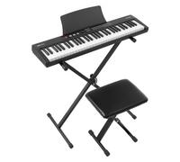 VEVOR Pianoforte Digitale a 61 Tasti Semipesati con Supporto Panca Sedile 128 Suoni e Ritmi, Connettività USB/MIDI, Leggio, Tasti Standard 22 mm, Doppia Alimentazione, Altoparlante Integrato, Nero