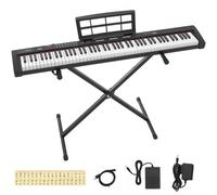 VEVOR Pianoforte Digitale a 88 Tasti Semipesati con Supporto Leggio Nero per Principianti, 128 Suoni e Ritmi, Doppia Alimentazione, Portatile, con Pedale, Connettività USB/MIDI, Tasti Standard 20mm