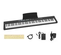 VEVOR Pianoforte Digitale a 88 Tasti Semipesati Senza Supporto Leggio Nero per Principianti, 128 Suoni e Ritmi, Doppia Alimentazione, Portatile, con Pedale, Connettività USB/MIDI, Tasti Standard 22mm