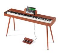 VEVOR Pianoforte Digitale con 88 Tasti Completamente Pesati, Set Tastiera Elettrica Portatile con Altoparlanti, Supporto per Pianoforte Elettrico 4 Gambe con Cuffie, Bluetooth, USB, MIDI, Marrone