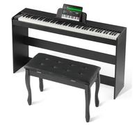 VEVOR Pianoforte Digitale con 88 Tasti Completamente Pesati, Tastiera Elettrica Set Pianoforte con Doppia Tastiera, Altoparlanti, Doppia Panca, Pianoforte 200 Suoni e Ritmi, Bluetooth USB MIDI