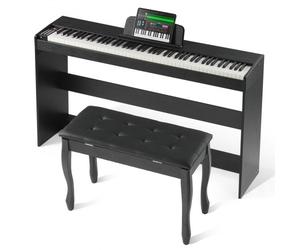 VEVOR Pianoforte Digitale con 88 Tasti Completamente Pesati, Tastiera Elettrica Set Pianoforte con Doppia Tastiera, Altoparlanti, Doppia Panca, Pianoforte 200 Suoni e Ritmi, Bluetooth USB MIDI