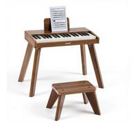 VEVOR Pianoforte per Bambini Giocattolo in Legno a 37 tasti, Mini Set di Strumenti Musicali Educativi con Suono Realistico, Doppia Alimentazione, Volume Regolabile per Bambini Piccoli, Noce