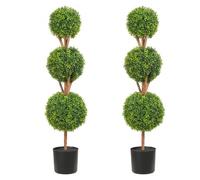 VEVOR Pianta Artificiale in Bosso 2 Alberi 122cm Topiaria Decorativa Piante Finte con 10 Foglie di Ricambio 2 Luci LED Senza Batteria per Decorazione Interno Esterno Giardino Terrazzo Balcone Ingresso