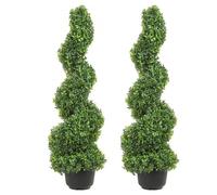 VEVOR Pianta Artificiale in Bosso a Spirale 2 Alberi Totale 91 cm Topiaria Decorativa Piante Finte in PE con 10 Foglie di Ricambio, per Decorazione Interno Esterno Giardino Terrazzo Balcone Ingresso