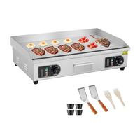 VEVOR Piastra Elettrica Commerciale, Piastra Flat Top da 4400 W, Temperatura Regolabile 50-300°C, 73 x 40 x 1 cm Piastra in Acciaio Inossidabile con 2 Pale 2 Spazzole per la Casa o il Ristorante