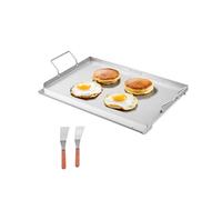 VEVOR Piastra in Acciaio Inox, Piastra Rettangolare Universale 585x365 mm, Piastra a Gas, Pentole Spaziose da Fornello Portatili per Famiglie con Manico, per Campeggio Festa Eventi da Esterno