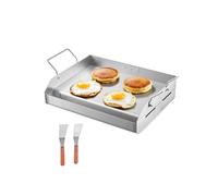 VEVOR Piastra in Acciaio Inox, Piastra Rettangolare Universale da 425x270 mm, Piastra a Gas, Pentole da Fornello Portatili per Famiglie con Manico, per Campeggio, Festa, Eventi da Esterno