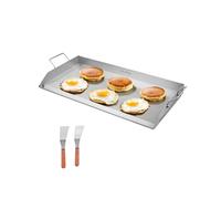 VEVOR Piastra in Acciaio Inox, Piastra Rettangolare Universale da 809x370 mm, Piastra a Gas, Pentole da Fornello Portatili per Famiglie con Manico, per Campeggio, Festa, Picnic, Eventi da Esterno