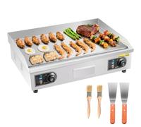 VEVOR Piastra per BBQ Elettrica Commerciale 655 x 400 mm 4000 W, Temperatura Regolabile, Griglia Piatta da Banco per Cottura BBQ Carne, Griglia da Banco con Accessori per Bistecche, Senza Spina