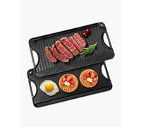 VEVOR Piastra per Cucina in Ghisa Reversibile 492 x 218 mm, Padella Rettangolare Portatile con Manico, Pentolame per Piano Cottura Peso ca. 6 kg Piastra per Cottura Barbecue Materiale in Ghisa
