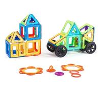 VEVOR Piastrelle Magnetiche 125 x 125 x 6 mm Blocchi da Costruzione Magnetici per Bambini 62 Pezzi, Set di Costruzioni Magnetiche con Gruppi di Ruote, Giocattoli Educativi Sensoriali STEM da Impilare