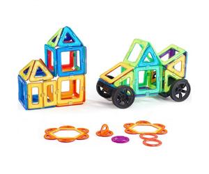 VEVOR Piastrelle Magnetiche 125 x 125 x 6 mm Blocchi da Costruzione Magnetici per Bambini 62 Pezzi, Set di Costruzioni Magnetiche con Gruppi di Ruote, Giocattoli Educativi Sensoriali STEM da Impilare