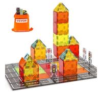 VEVOR Piastrelle Magnetiche 150 x 75 x 6,5 mm Blocchi Magnetici per Costruzioni Stradali per Bambini 56 Pezzi, con Borsa Portaoggetti, Giocattoli Educativi Sensoriali STEM per Costruzione di Città