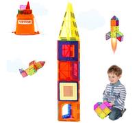 VEVOR Piastrelle Magnetiche 200 x 75 x 45 mm Blocchi da Costruzione Magnetici per Bambini 55 PZ, Set di Costruzioni Magnetiche, Base per Auto e 16 Carte Digitali, Giocattoli Educativi STEM da Impilare