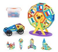 VEVOR Piastrelle Magnetiche 235 x 45 x 200 mm Blocchi da Costruzione Magnetici per bambini 123 PZ, set costruzioni Magnetiche, Gruppi di Ruote e Ruota Panoramica, Giocattoli Educativi STEM da Impilare