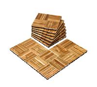 VEVOR Piastrelle per Terrazza ad Incastro in Legno Massello, 10 Pezzi 30,5 x 30,5 cm, Impermeabili, in Legno di Pino Canfora, per Tutte Atmosferie, Piastrelle per Portico Bordo Piscina Balcone Cortile