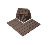 VEVOR Piastrelle per Terrazza ad Incastro in Legno Plastica 27 Pezzi 300 x 300 x 20 mm 25,4 m², Impermeabili per Esterni Tutte Stagioni, per Portico, Bordo Piscina, Balcone, Cortile, Marrone Scuro
