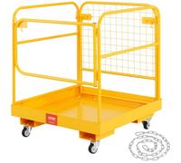 VEVOR Piattaforma Cestello di Sicurezza per Carrello Elevatore Carico Max 544 kg Cesta per Muletto con Piattaforma di Lavoro Portapersone Uso Industriale 92x92 cm Griglia di Protezione con Serrature