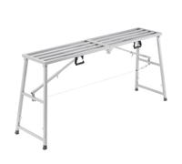 VEVOR Piattaforma di Lavoro, Altezza Regolabile 150 cm a 4 Marce, Scala Pieghevole in Lega di Acciaio, Piattaforma per Ponteggi Capacità 360 kg, Piedini in Gomma Antiscivolo, per Pulizia Lavaggio