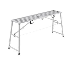 VEVOR Piattaforma di Lavoro, Altezza Regolabile 150 cm a 4 Marce, Scala Pieghevole in Lega di Acciaio, Piattaforma per Ponteggi Capacità 360 kg, Piedini in Gomma Antiscivolo, per Pulizia Lavaggio