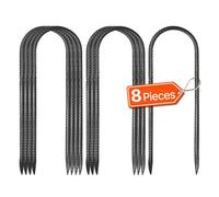 VEVOR Picchetti per Barre d'Armatura 304,8 mm Picchetti per Recinzioni, Diametro 8 mm Forma a U, Ancoraggi a Terra in Acciaio Zincato, Estremità a Punta Scalpellata e Rivestimento Antiruggine, 8 PZ