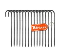 VEVOR Picchetti per Barre d'Armatura 406,4 mm Picchetti per Recinzioni, Gancio a J per Impieghi Gravosi da 10 mm di Diametro, con Estremità a Punta Scalpellata e Rivestimento Antiruggine, 16 Pezzi
